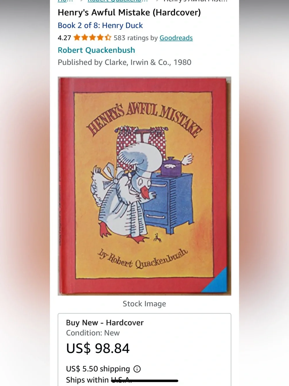 Henry's Awful Mistake Hardcover Vintage Collectors Item